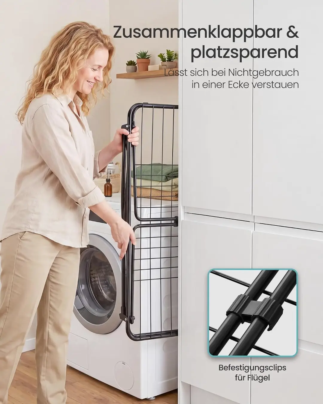 Songmics Droogrek Opvouwbaar Staal LLR520BH01 - Inktzwart - afbeelding 3 van 4