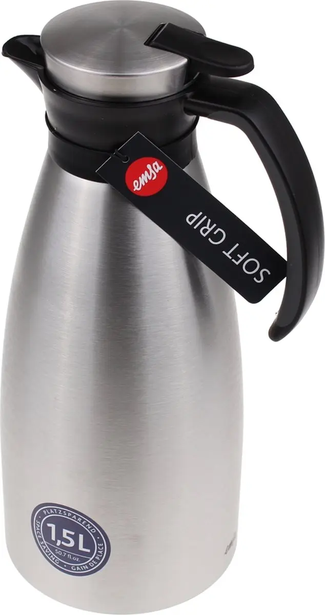 Emsa Soft Grip isoleerkan Quick Tip 1.5L rvs/zwart