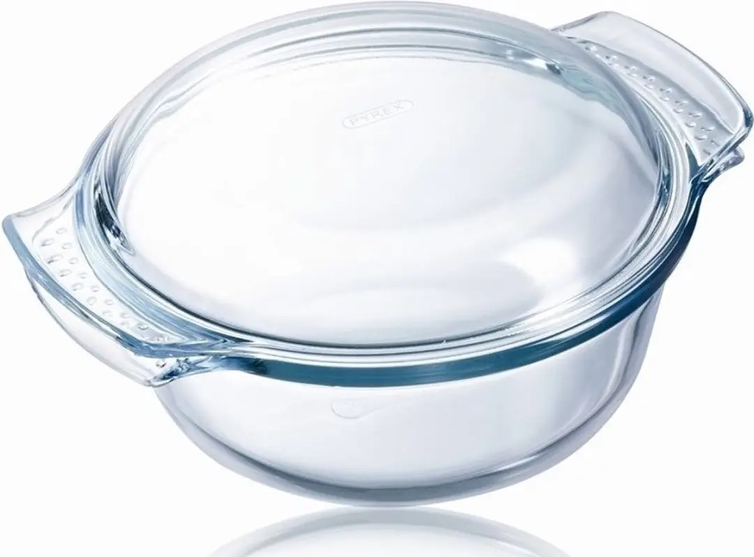 Pyrex ronde glazen ovenschaal met deksel