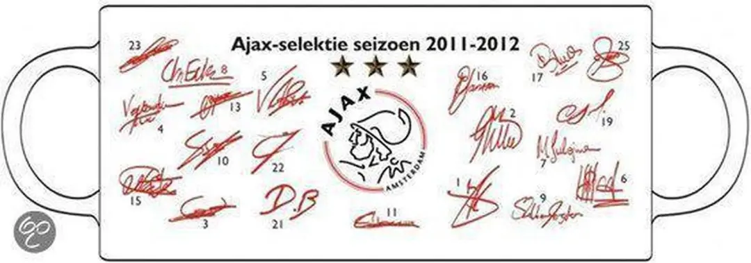 Ajax Selectie Seizoen 2011-2012 Beker/mok Handtekeningen Spelers