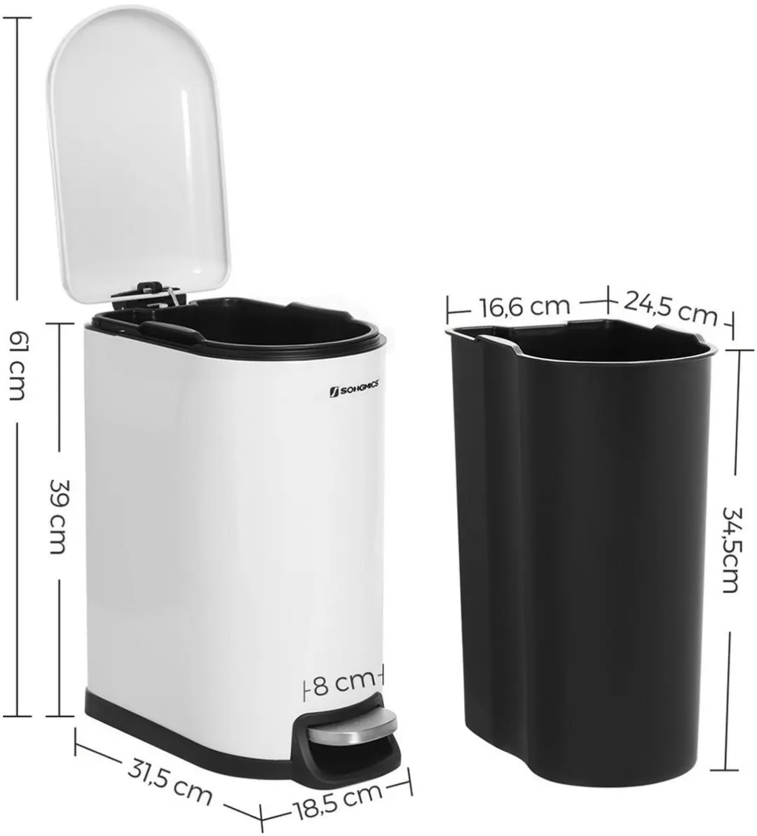 Songmics Stalen Cosmeticabak 10L - LTB10WT - afbeelding 4 van 6