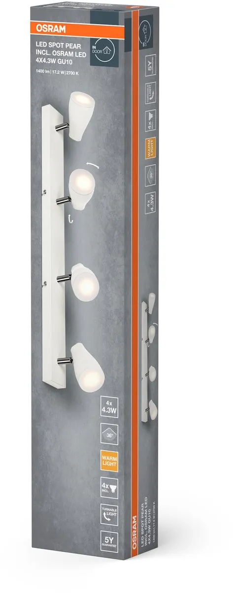 Osram LED Spot Pear Plafondspot 17,2W 840lm GU10 - Wit