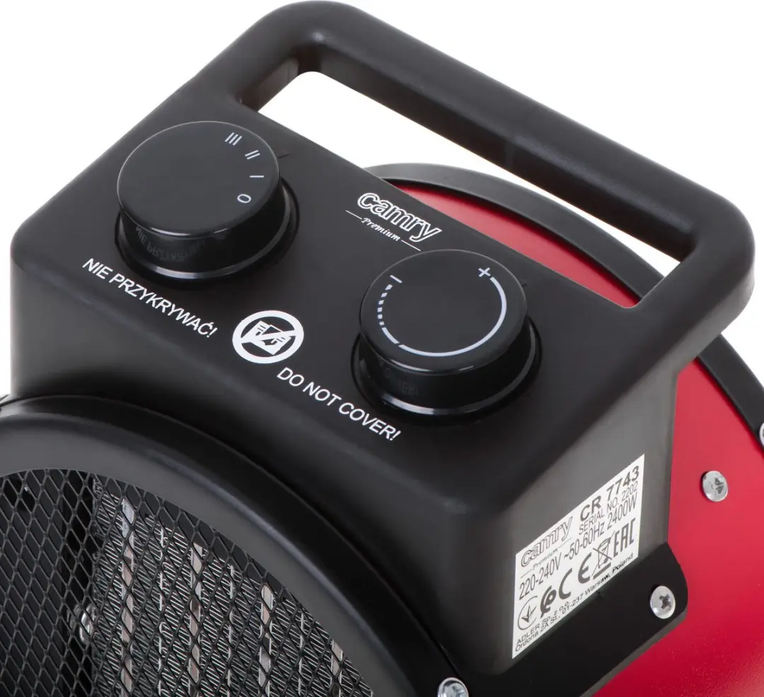 Camry CR 7743 Keramische verwarmer 2400W - Rood - afbeelding 3 van 6