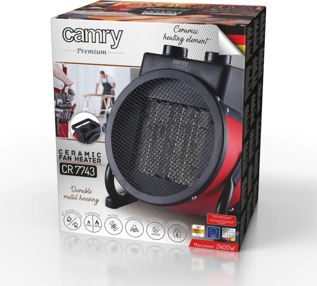 Camry CR 7743 Keramische verwarmer 2400W - Rood - afbeelding 2 van 6
