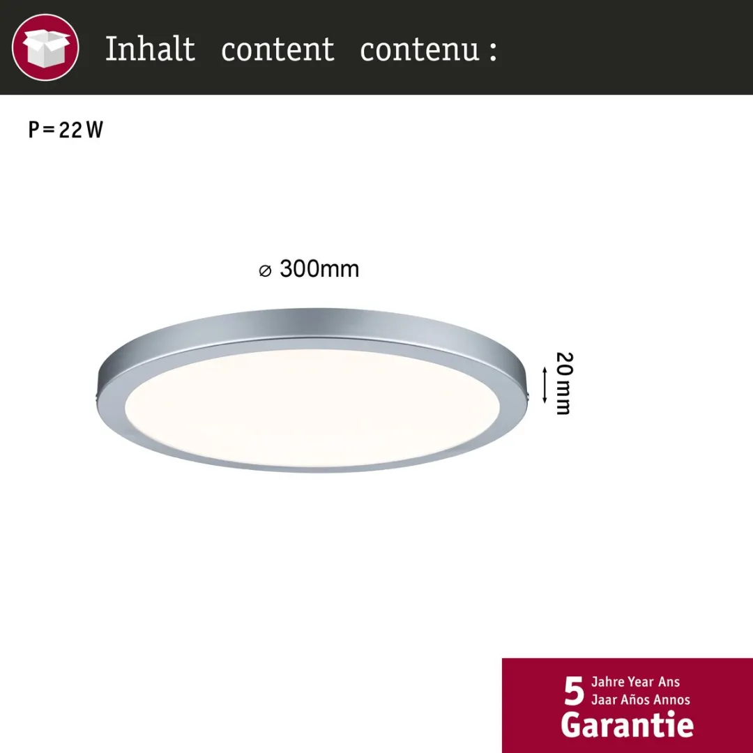 Paulmann LED-paneel Atria Rond 300mm 16W - 1450lm - Chroom mat