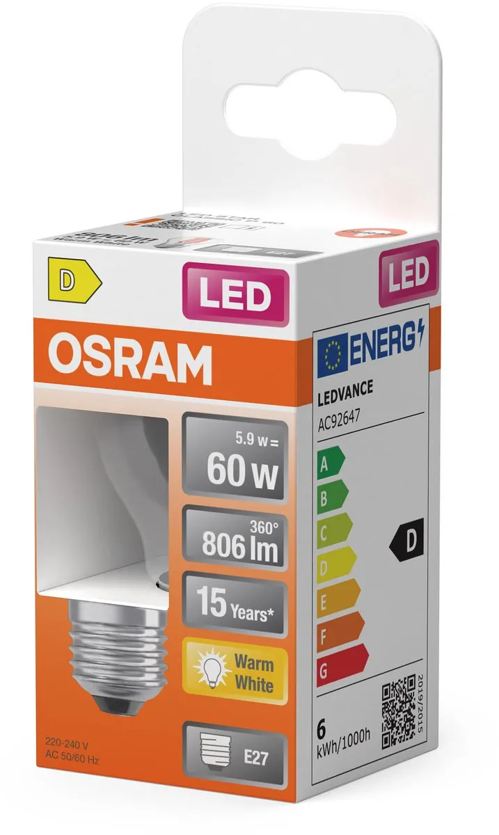 Osram LED E27 5.5W Warmwit - 2700K