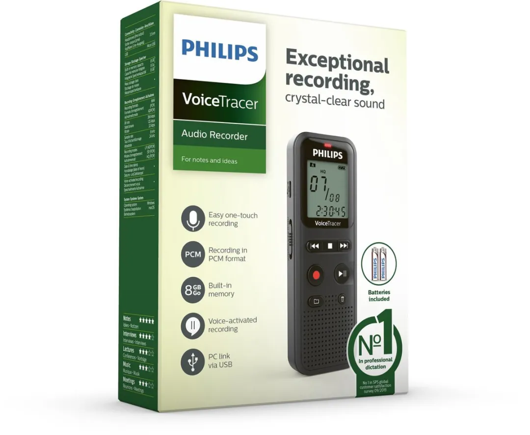 Philips DVT1160 Audiorecorder 8GB - Zwart - afbeelding 2 van 6