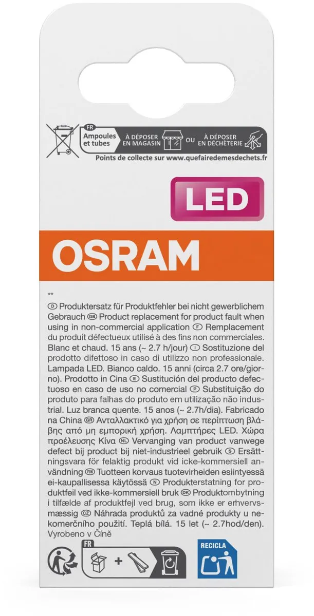 Osram LED Star Mini P15 Filament - 1W E14 2700K 136lm Helder - afbeelding 6 van 6