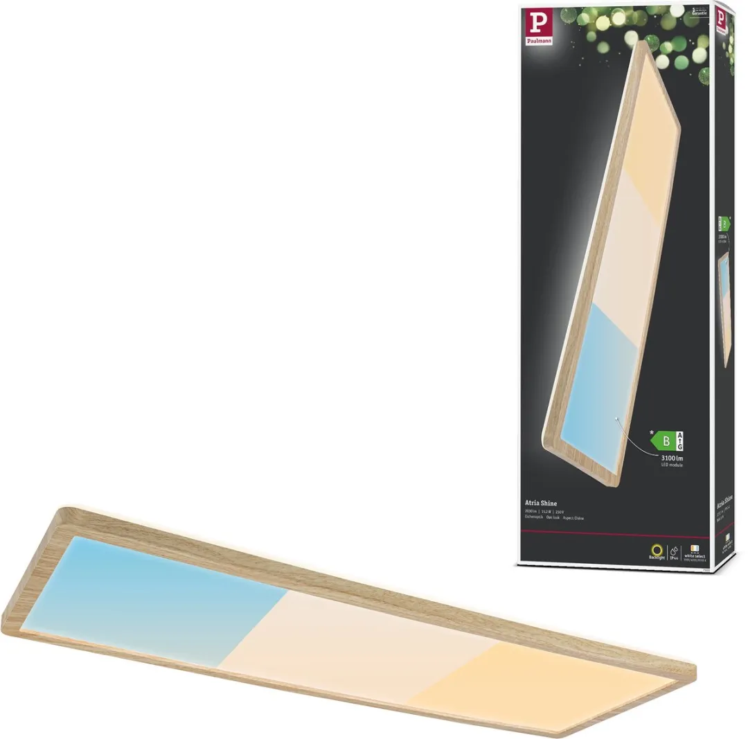 Paulmann Atria Shine LED-paneel 15,2W 2030lm 3000-6500K Houtlook