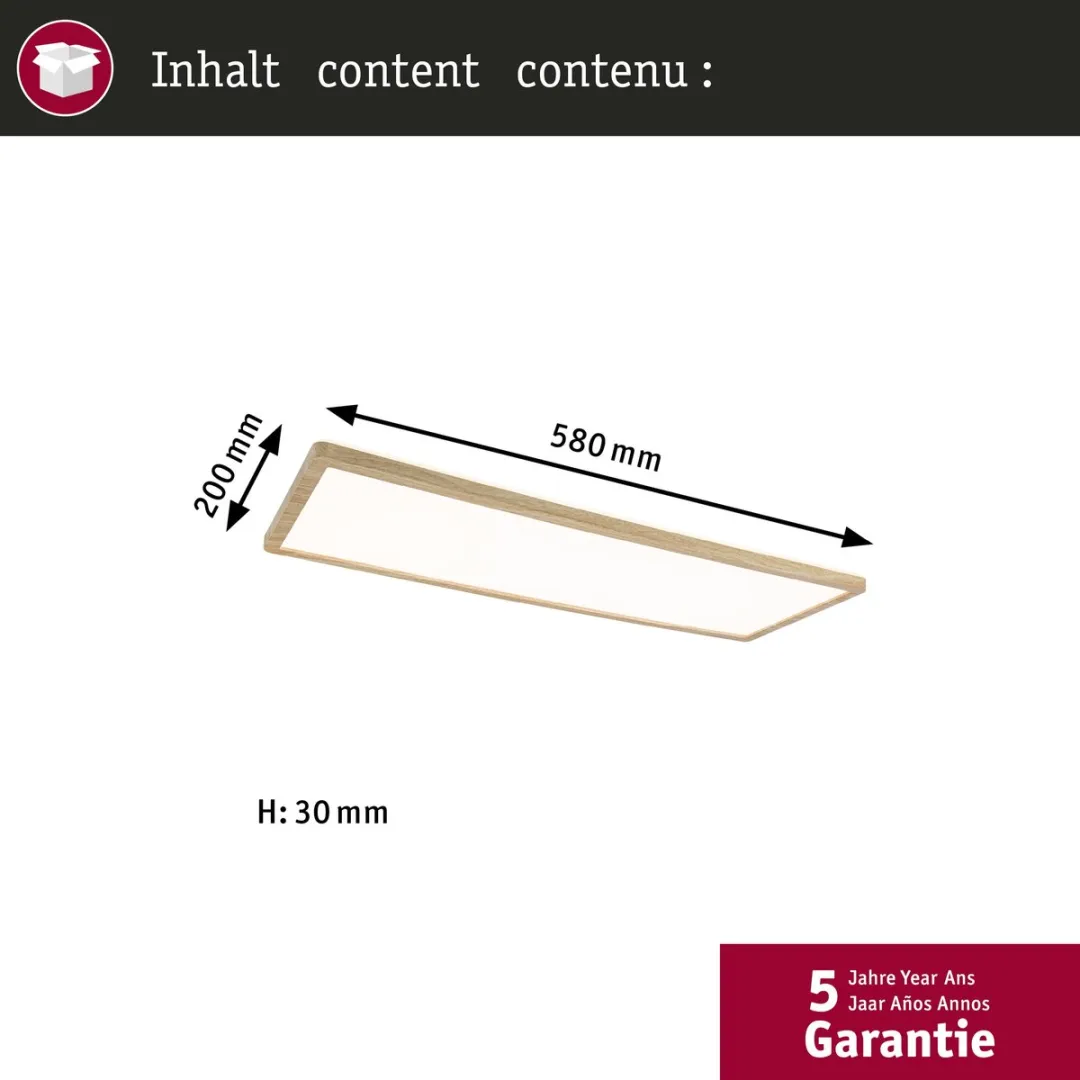 Paulmann Atria Shine LED-paneel 15,2W 2030lm 3000-6500K Houtlook - 560x200mm - afbeelding 6 van 6