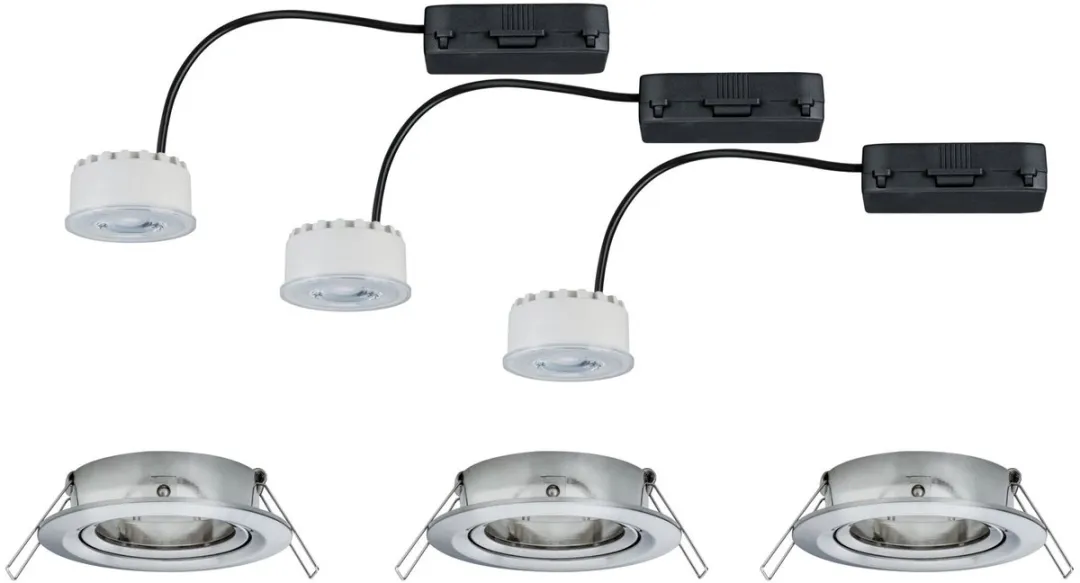 Paulmann Coin Basisset LED-inbouwlamp 3x6,3W 430lm 2700K - Staal geborsteld