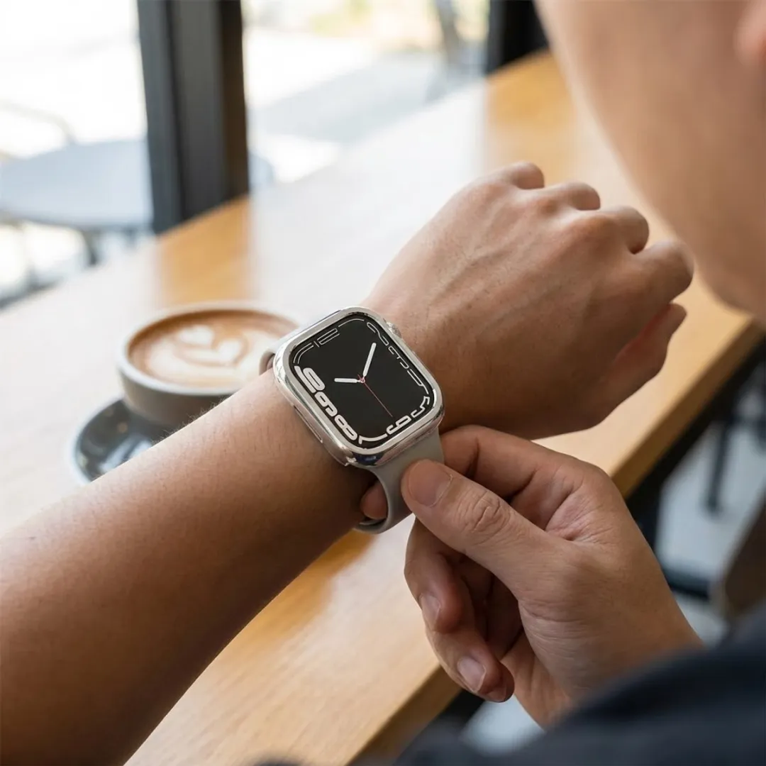 NUVEX Apple Watch 45mm Beschermhoes Set - 3-delig - Zwart/Zilver/Transparant