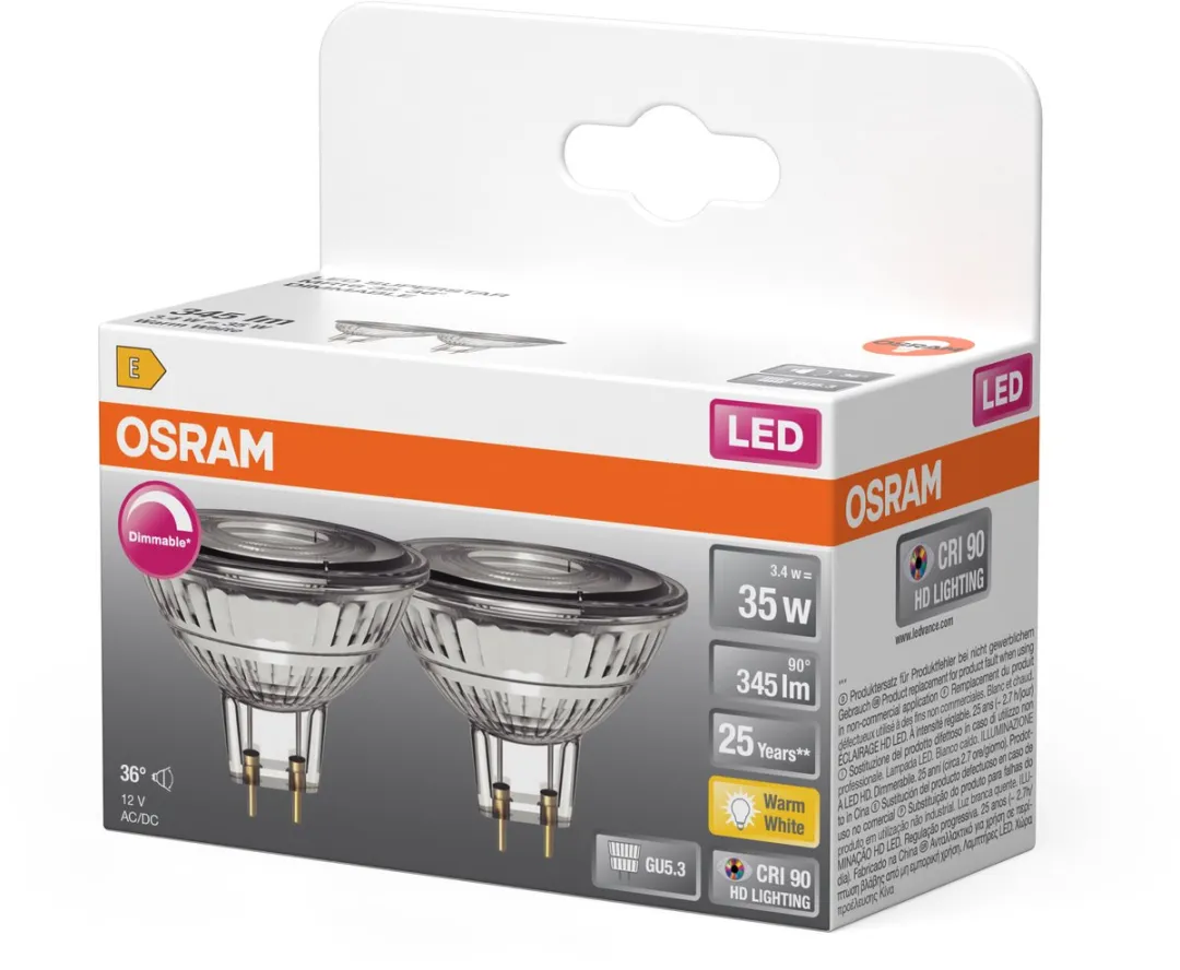 Osram LED Spotlamp Superstar MR16 3,4W 2700K - 345lm - 2 Stuks