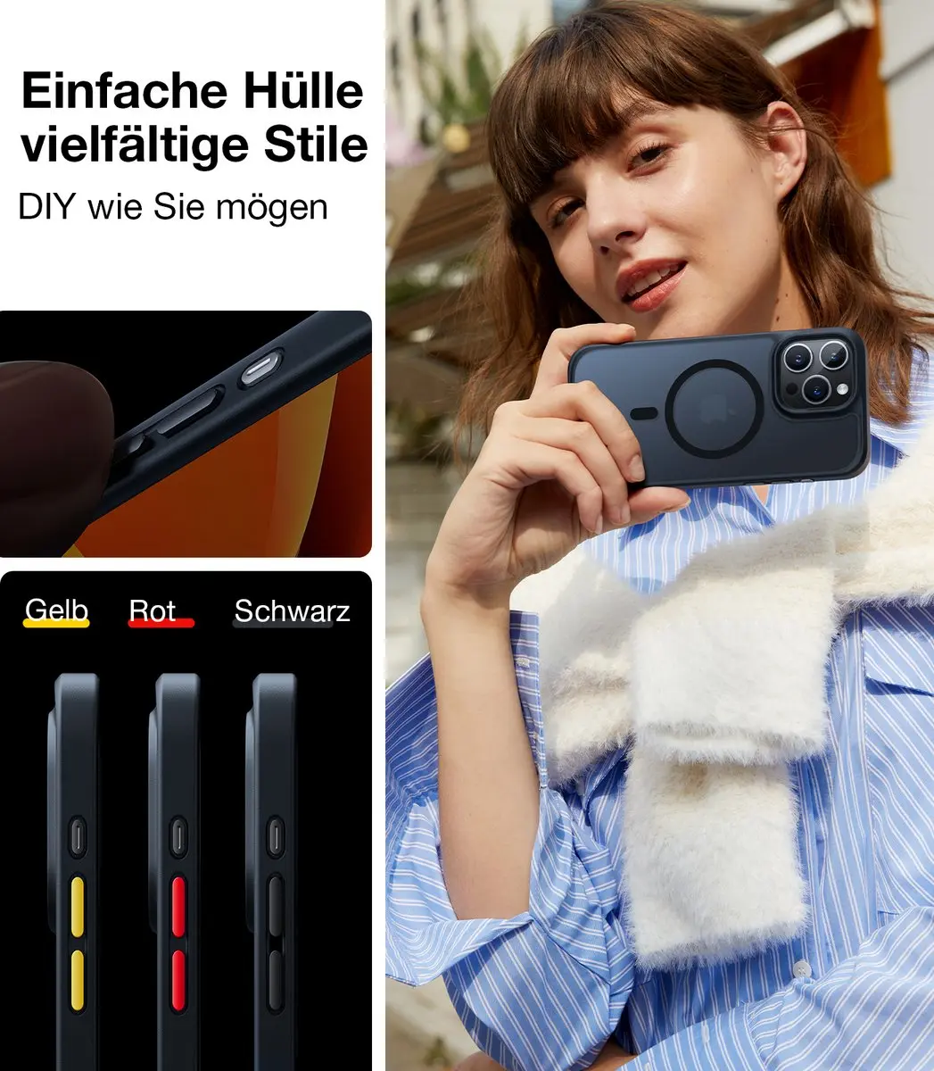 Torras iPhone 15 MagSafe Shockproof Hoesje - Doorzichtig Mat Zwart - afbeelding 5 van 6