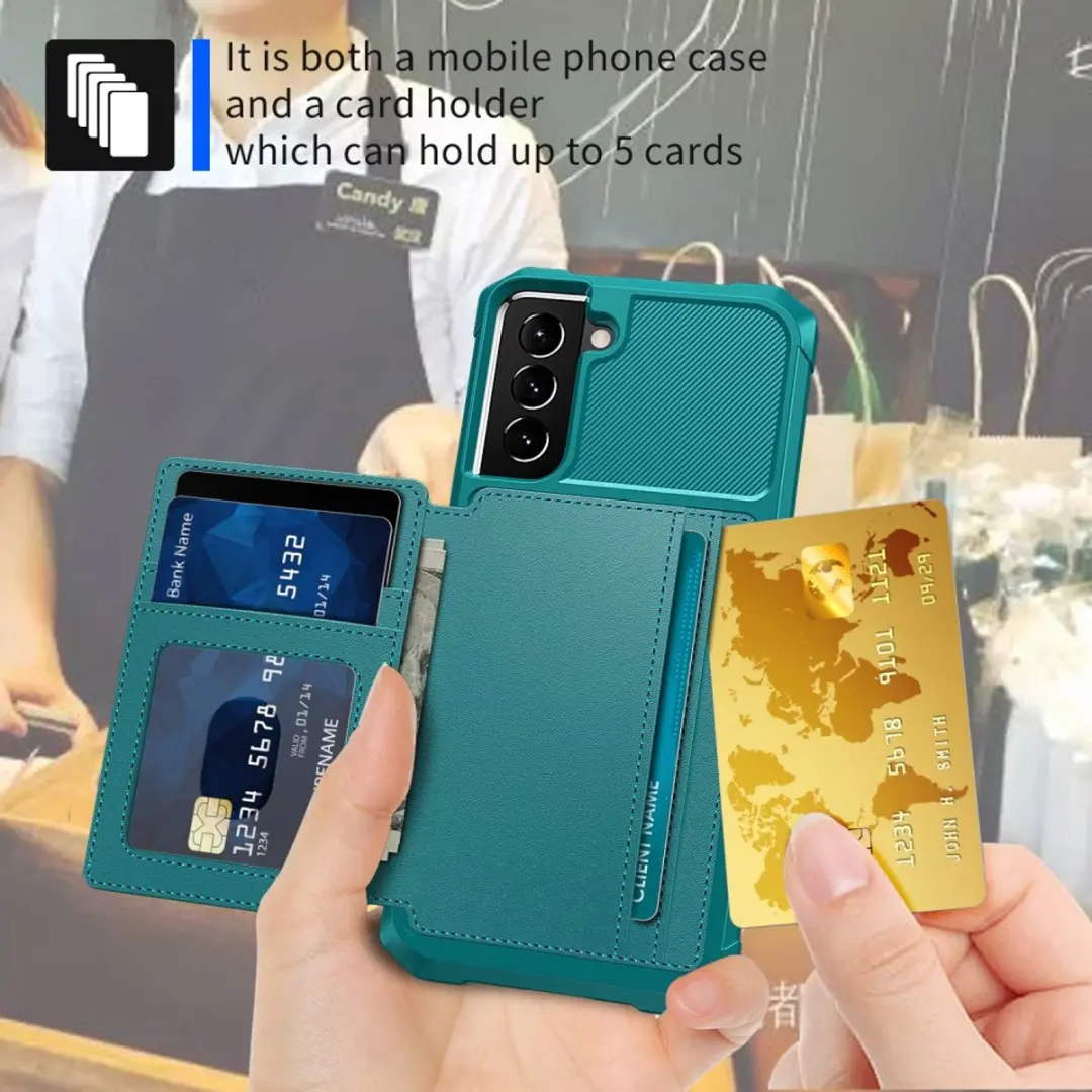 Samsung Galaxy S22 Portemonnee Hoesje - 4 Pasjes - Groen - afbeelding 4 van 6