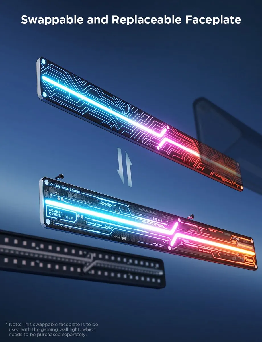 Govee Gaming Wandlamp Swappable Faceplates - 2-pack - Zwart