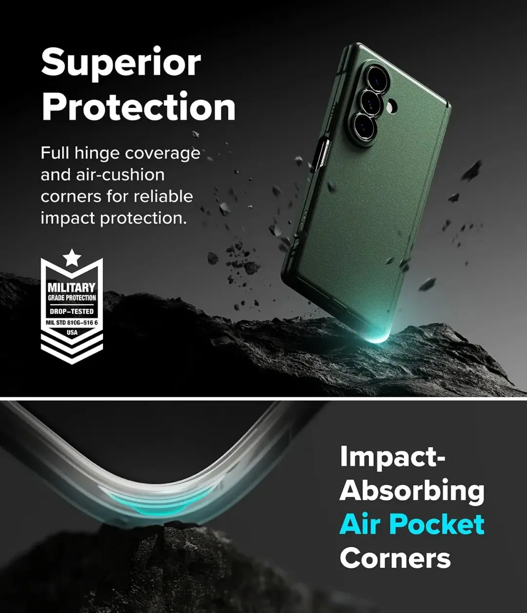 Ringke Onyx Magnetic Hoesje Samsung Galaxy Z Fold 8 Ultra - Donker Groen - afbeelding 3 van 6