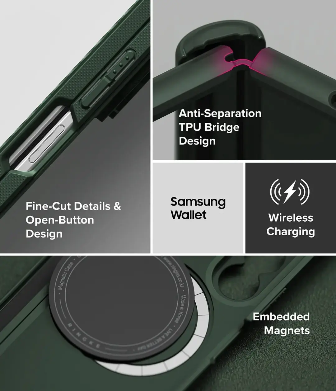 Ringke Onyx Magnetic Hoesje Samsung Galaxy Z Fold 8 Ultra - Donker Groen - afbeelding 6 van 6