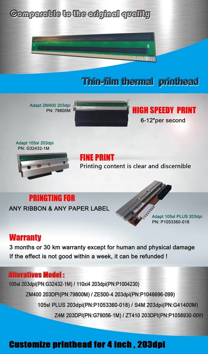 Zebra Printkop - ZM400 - 200dpi - Printer Accessoires - Labelprinter - Thermische Printkop - Vervangende Accessoires - Zebra Printhead - Printer Accessories - Label Printer - Thermal Printhead - Replacement Accessories