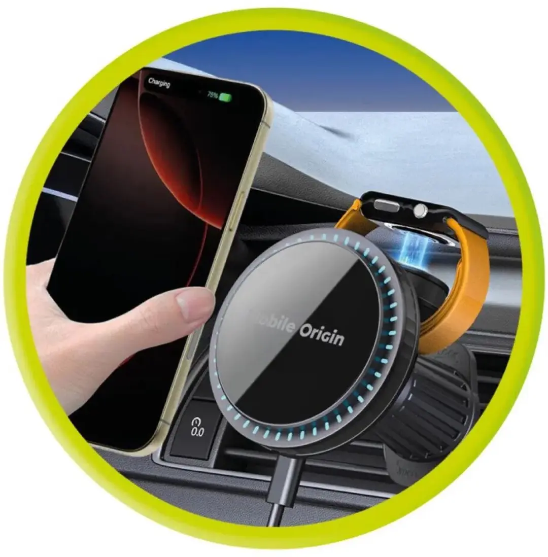 Mobile Origin CA18 MagSafe Draadloze Autolader 15W - Zwart - afbeelding 5 van 6