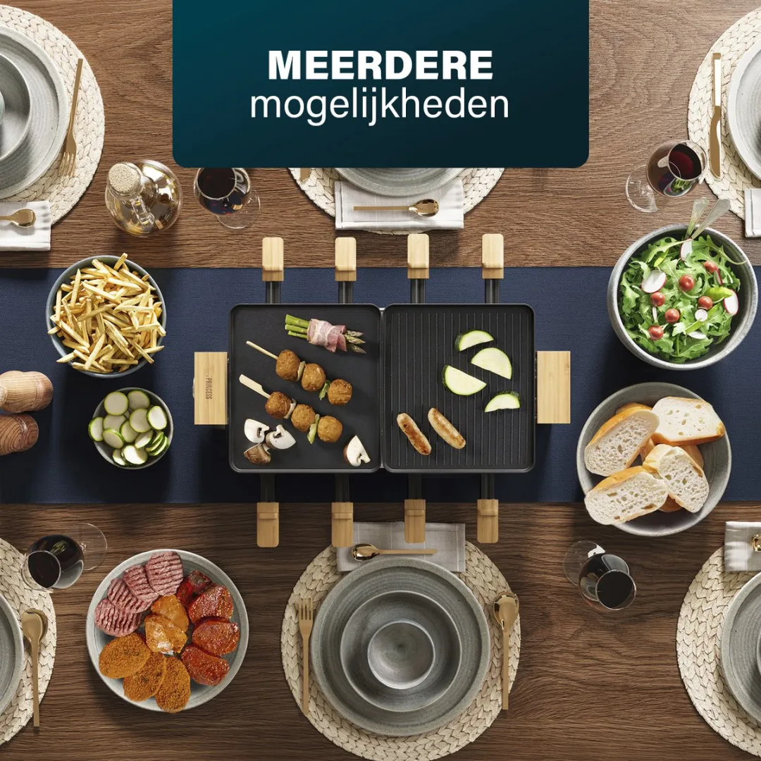 Princess 162918 Raclette - 8 Personen 1300W - Bamboe