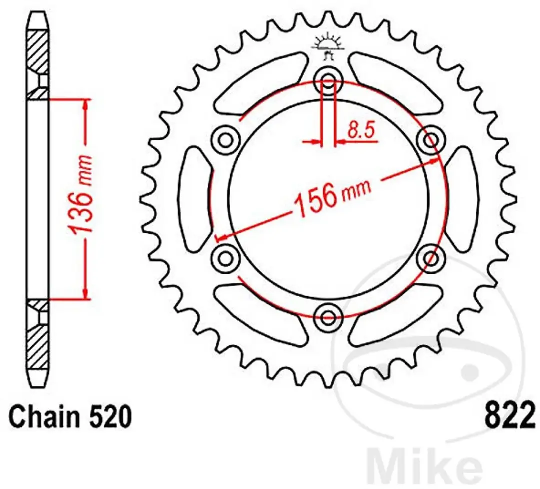 Couronne 49Z PAS 520 Diam�tre Int�rieur 136 Entraxe Fixation 156