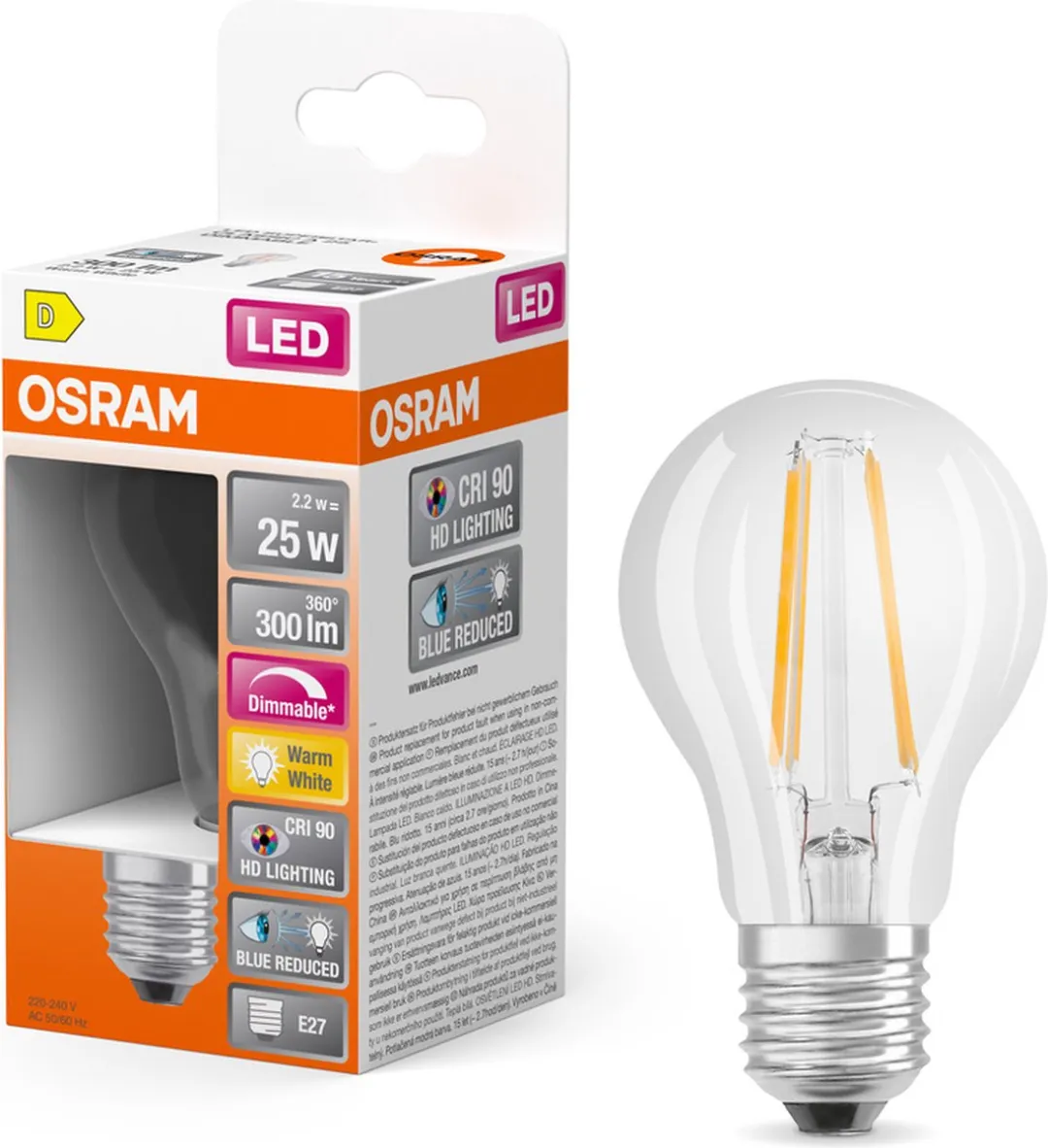 Osram Superstar Plus LED-lamp 2,2W E27 Warm wit