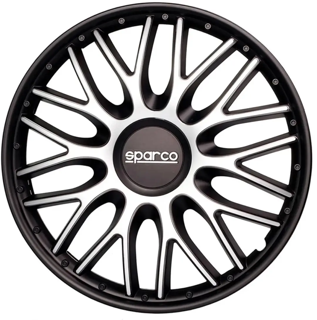 4-Delige Sparco Wieldoppenset Roma 14-inch zilver/zwart