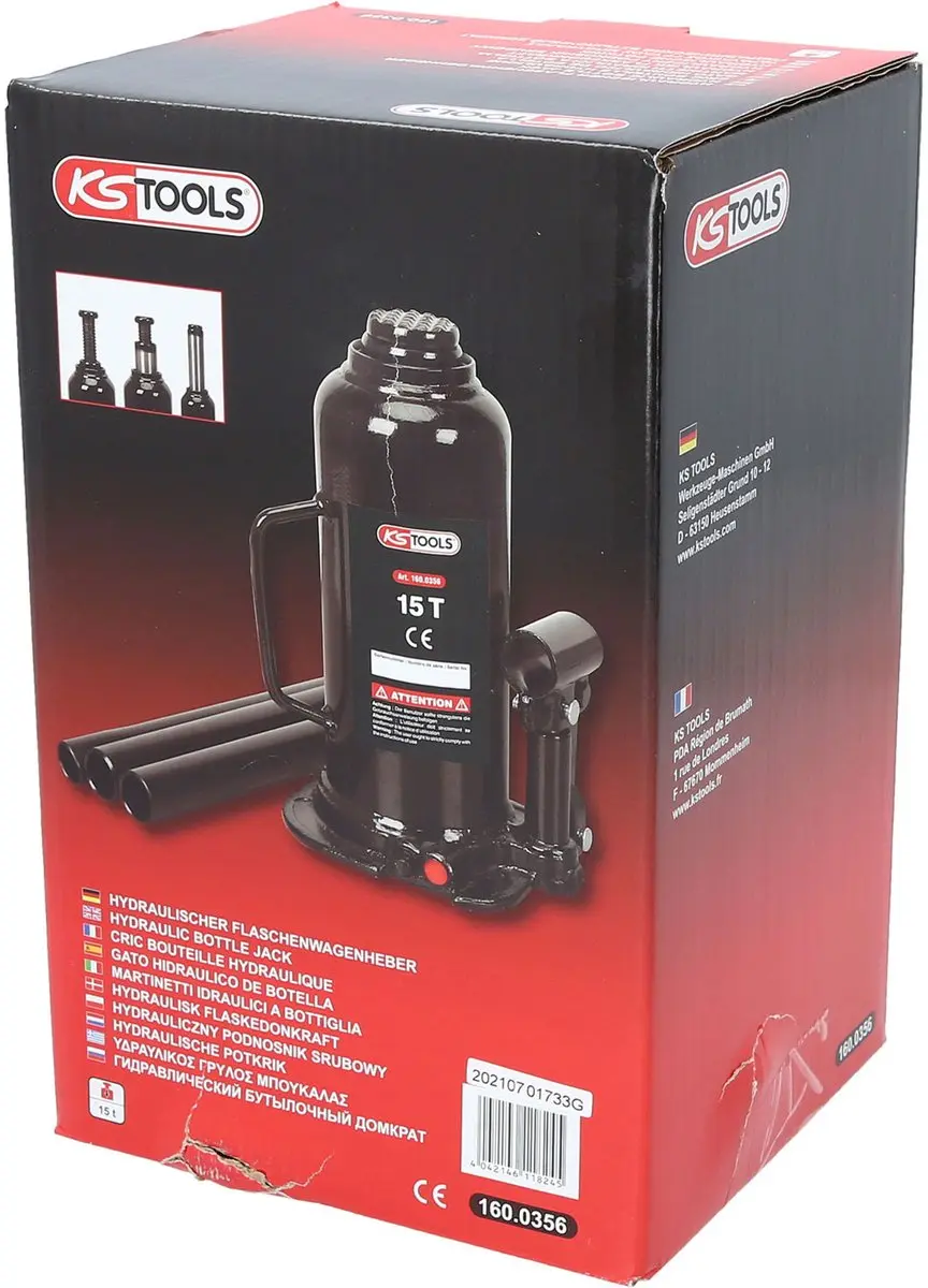KS Tools 160.0356 Hydraulische flessenkrik 15t - afbeelding 5 van 6