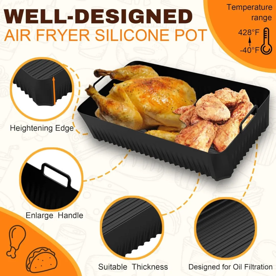 3-pc Silicoon Airfryerplaatjes Set voor Cosori Dual Blaze Twinfry 10L, BPA-vrije Accessoires voor Cosori Airfryer, Ruimtebesparend en Multiproductgebruik