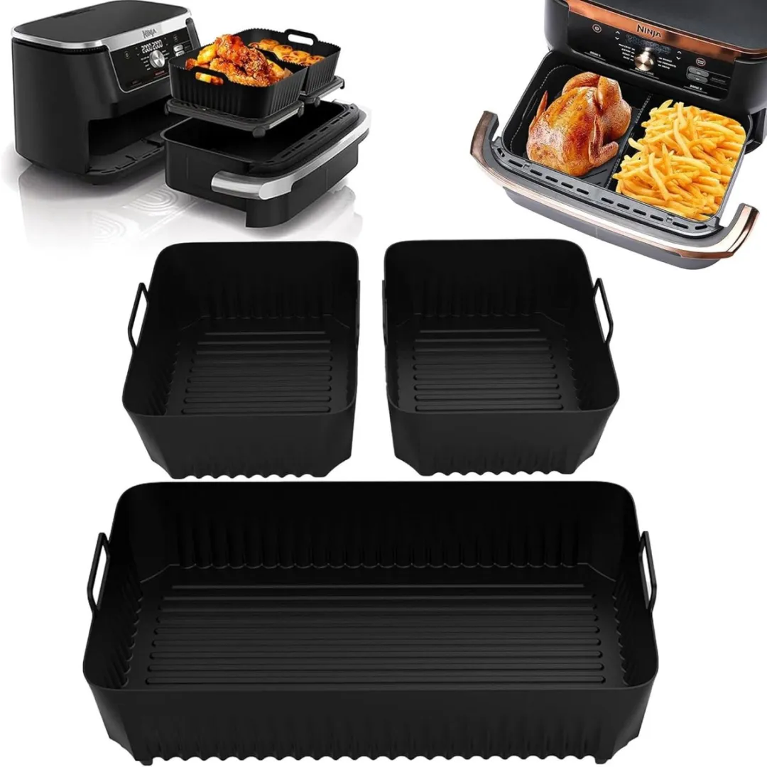 3-pc Silicoon Airfryerplaatjes Set voor Cosori Dual Blaze Twinfry 10L, BPA-vrije Accessoires voor Cosori Airfryer, Ruimtebesparend en Multiproductgebruik