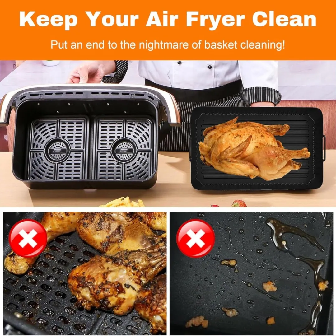 3-pc Silicoon Airfryerplaatjes Set voor Cosori Dual Blaze Twinfry 10L, BPA-vrije Accessoires voor Cosori Airfryer, Ruimtebesparend en Multiproductgebruik