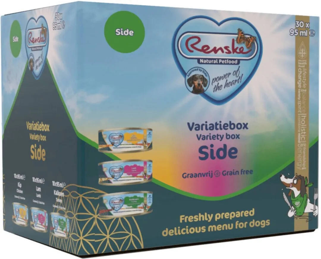 Renske Variatie Box Side Hondenvoer - 30x95g - Kip/Lam/Kalkoen