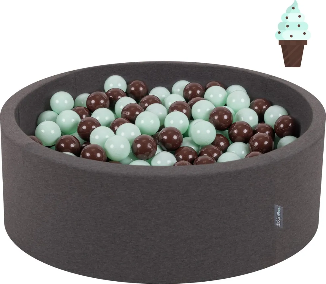 KiddyMoon Ballenbad 300 Stuks - 90x30cm - ∅7cm Ballen - Munt/Bruin