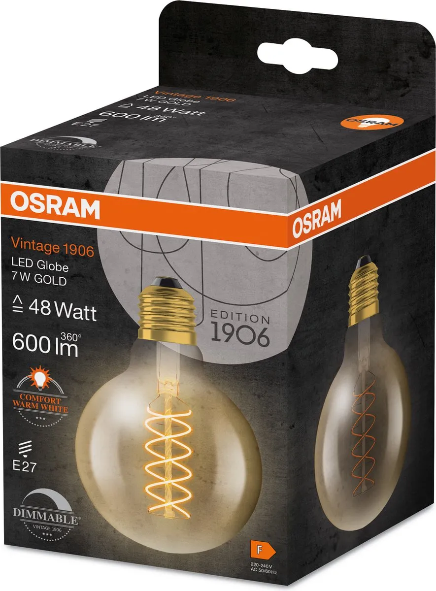 Osram LED Globe E27 7W Warmwit - 2200K - afbeelding 6 van 6