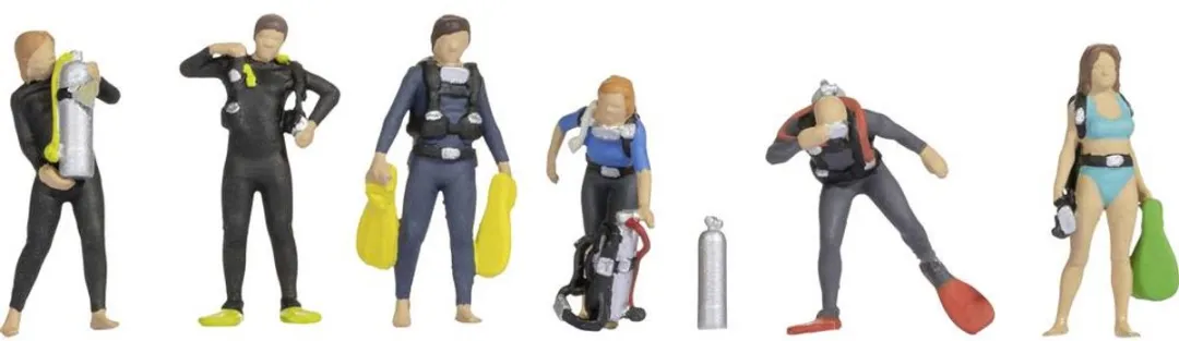 Noch Duikers Schaal H0 - 6 Figuren - Multicolor