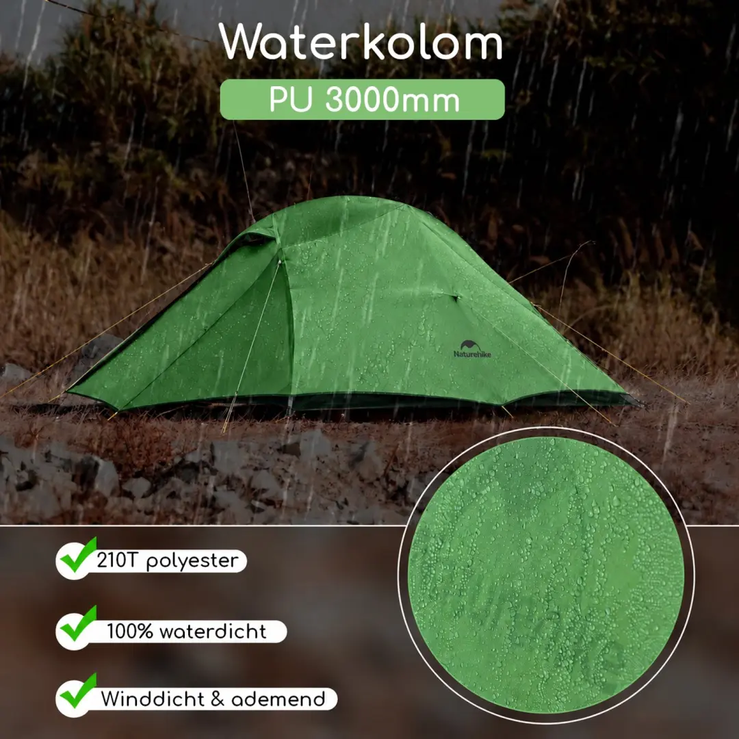 Naturehike Cloud Up 3 BASE Koepeltent - 3 Persoons - Groen - afbeelding 4 van 6