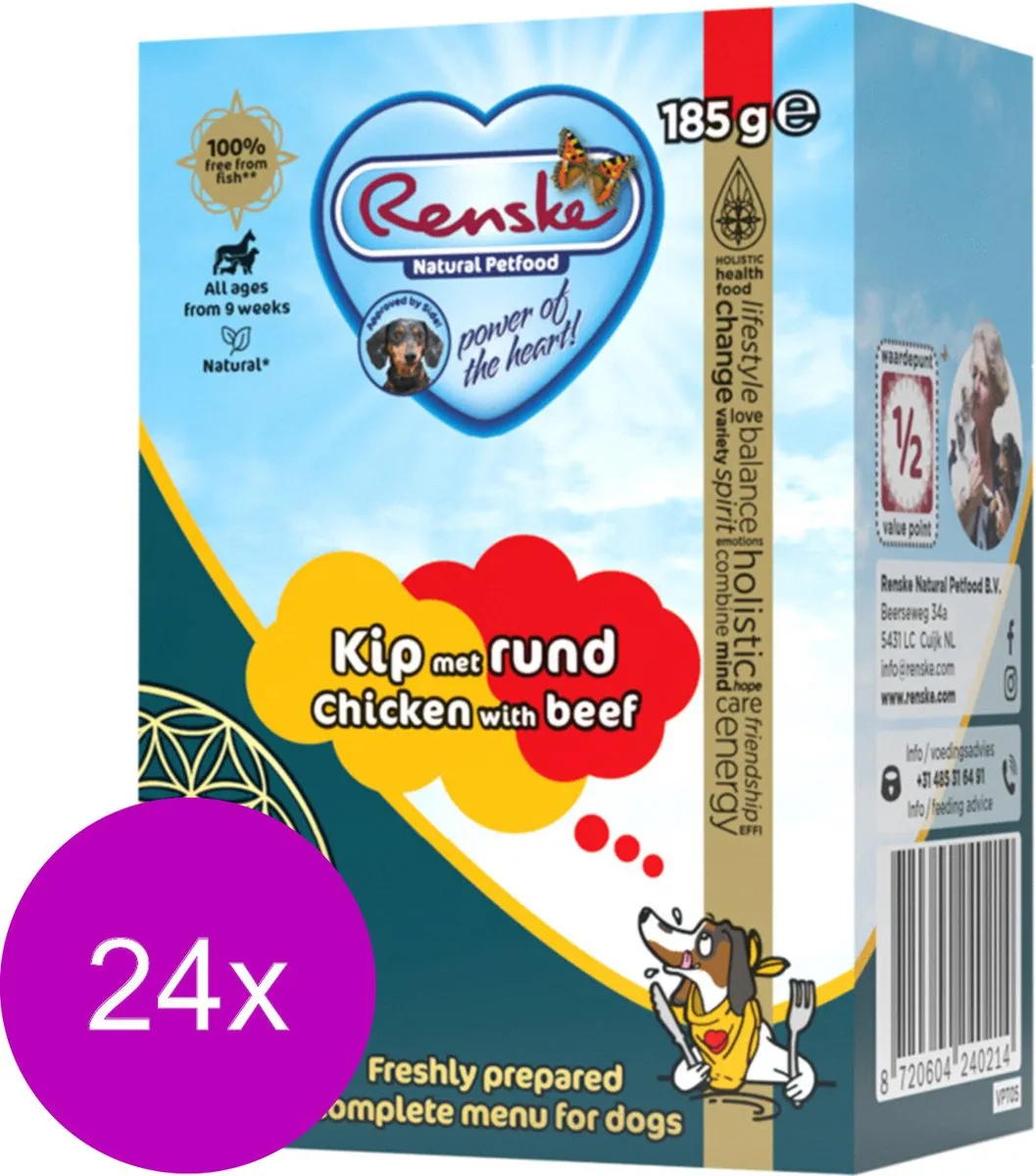 Renske Vers Tetrapack Hondenvoer Kip&Rund - 24x185g