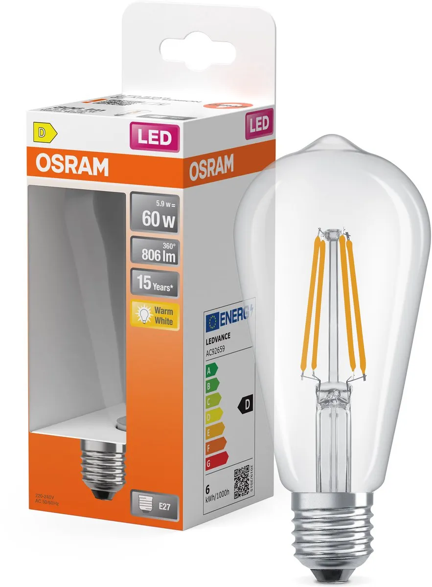 Osram LED Star Edison ST64 60 Filament - 5,9W 806lm E27 Warm Wit