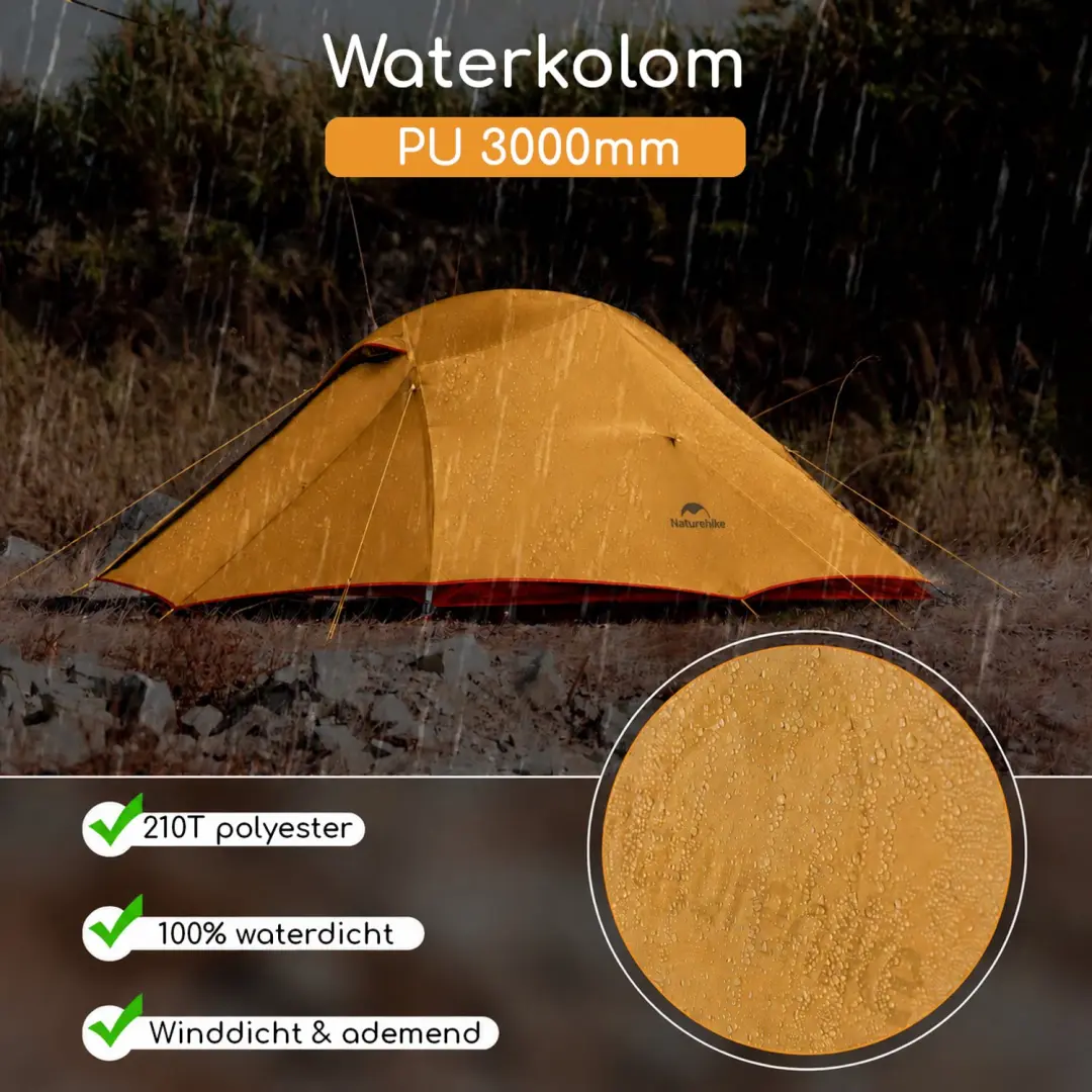 Naturehike Cloud Up 3 BASE Koepeltent - 3 Persoons - Oranje - afbeelding 4 van 6