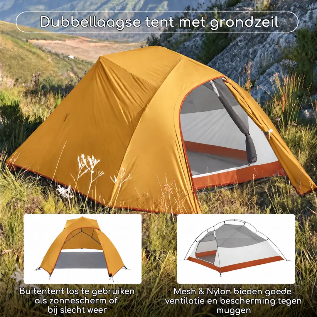 Naturehike Cloud Up 3 BASE Koepeltent - 3 Persoons - Oranje - afbeelding 5 van 6
