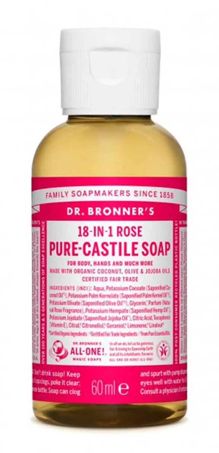 Dr. Bronner's Pure Castile Vloeibare Zeep - Roos - 60ml - afbeelding 4 van 6
