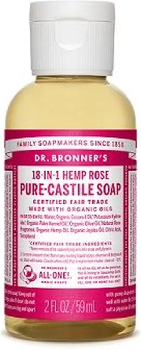 Dr. Bronner's Pure Castile Vloeibare Zeep - Roos - 60ml - afbeelding 6 van 6