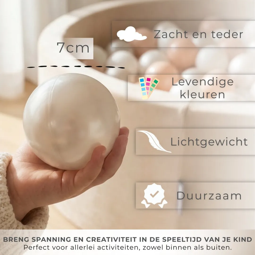 KiddyMoon Fluwelen Ballenbak 90x30cm - 200 Ballen - Zandbeige