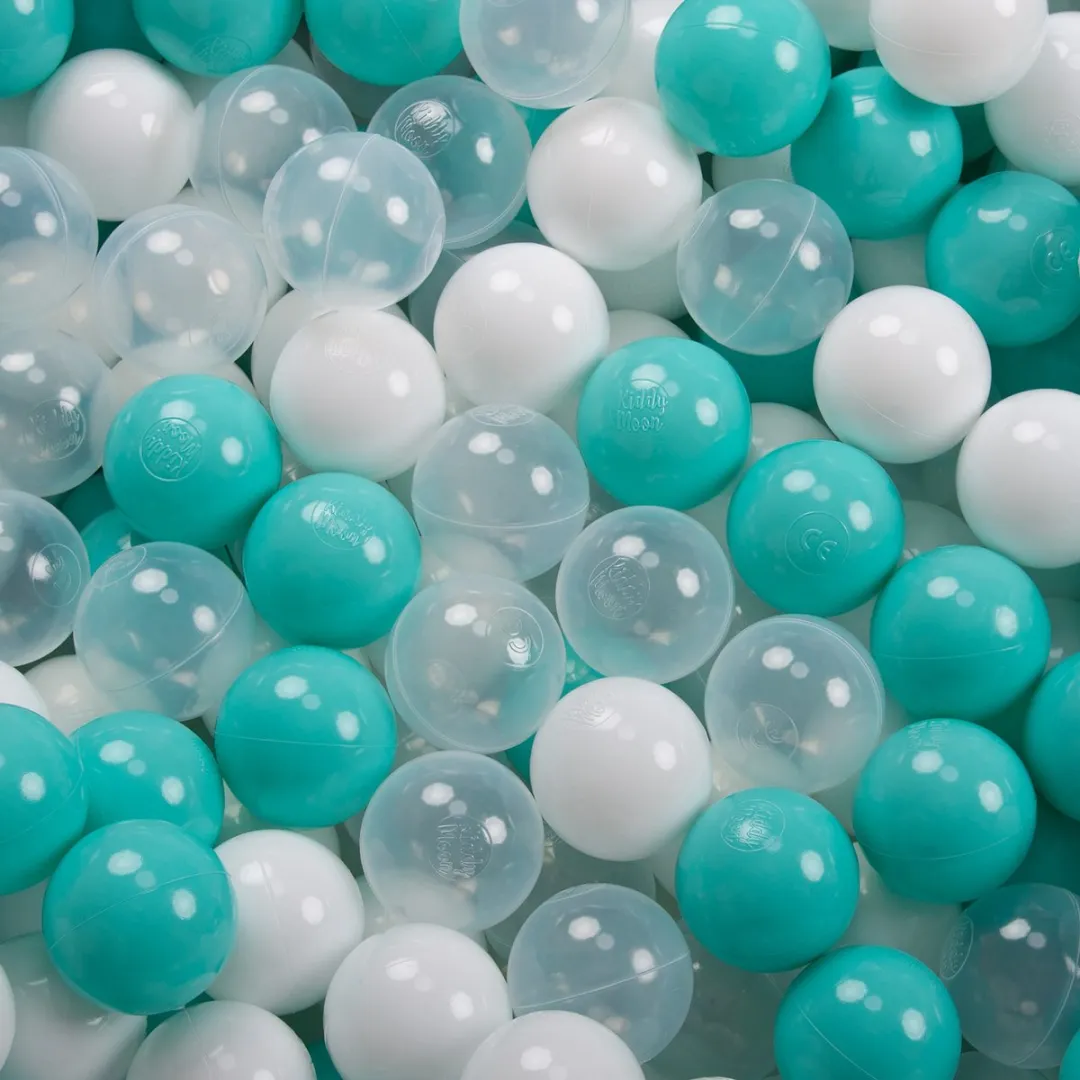 KiddyMoon Kinderballen 100 Stuks ∅7cm - Licht Turquoise/Wit/Transparant
