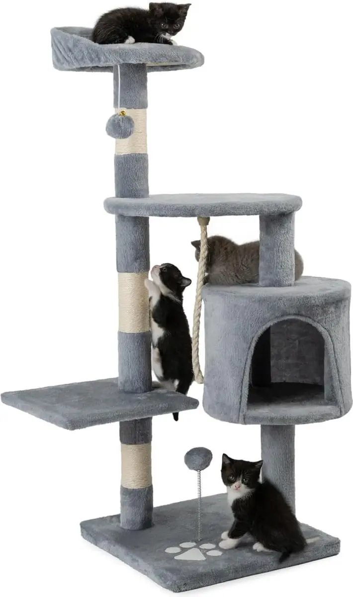 krabpaal voor katten met 2 pluche ballen & speeltouw, hoogte 112 cm, kattenboom