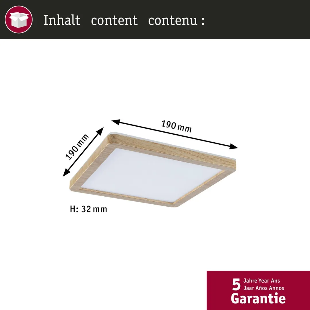 Paulmann Atria Shine LED-paneel 8W 1160lm 3000-6500K Houtlook