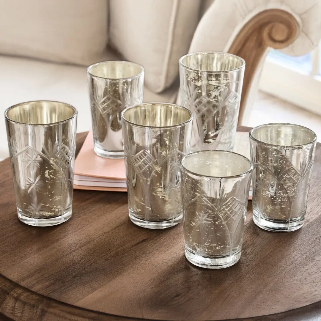 Loberon Latona Windlicht Set van 6 - Antiekzilverkleurig - afbeelding 3 van 6