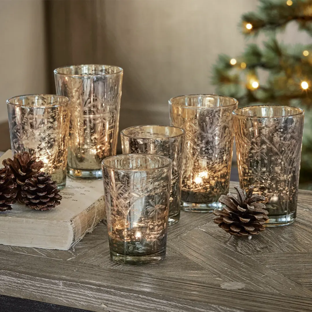 Loberon Latona Windlicht Set van 6 - Antiekzilverkleurig - afbeelding 5 van 6