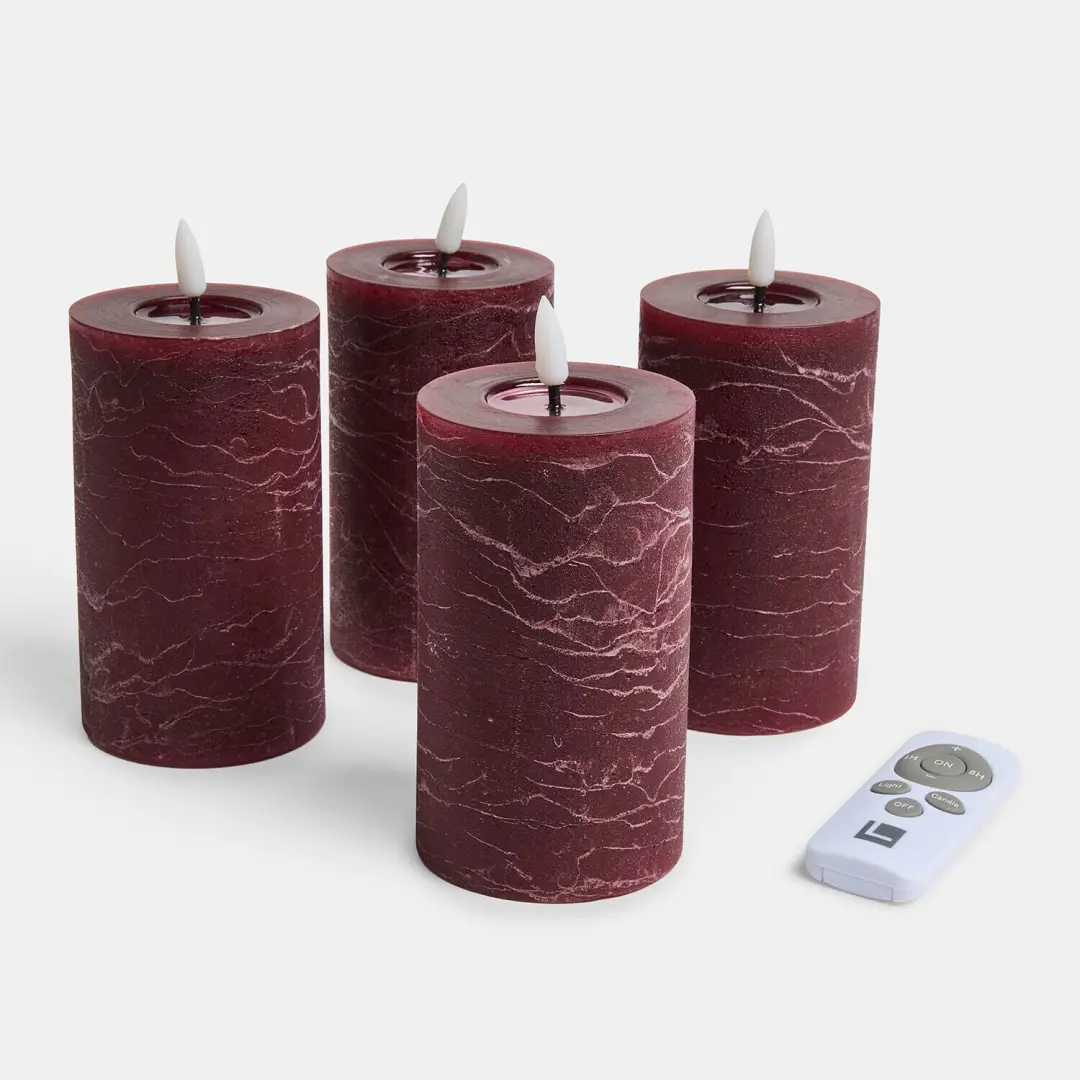 Loberon Rimfalla Ledstompkaars set van 4